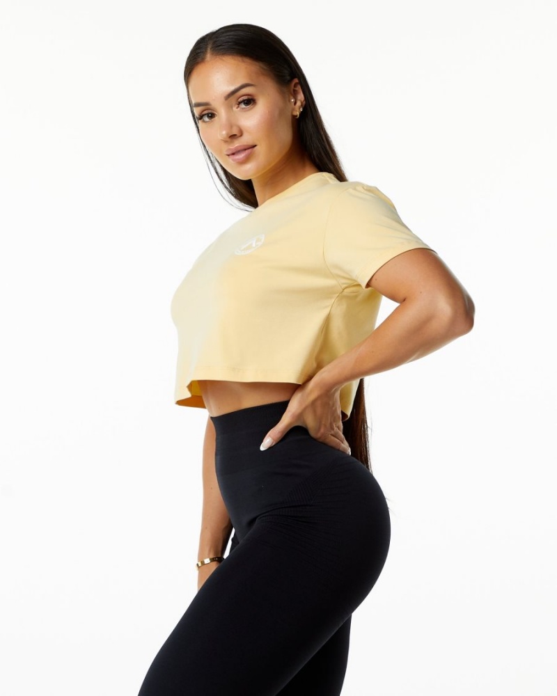 Alphalete Dynasty Crop Skjorte Dame Daffodil | JPOUGD-053