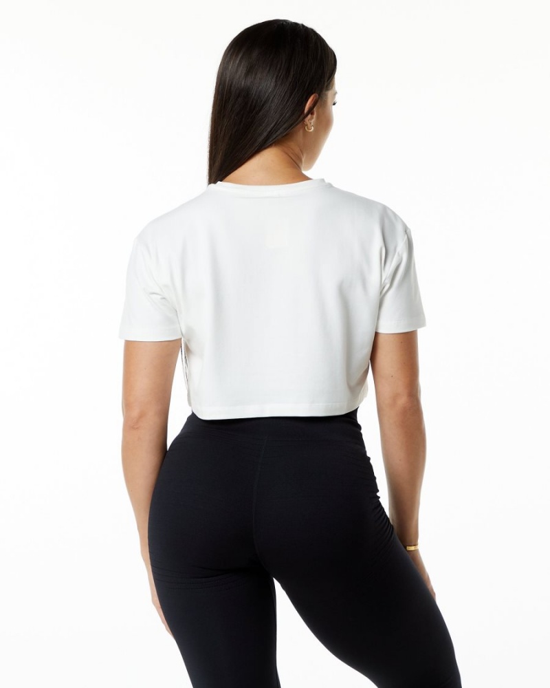 Alphalete Dynasty Crop Skjorte Dame Hvite | UNOSEM-742