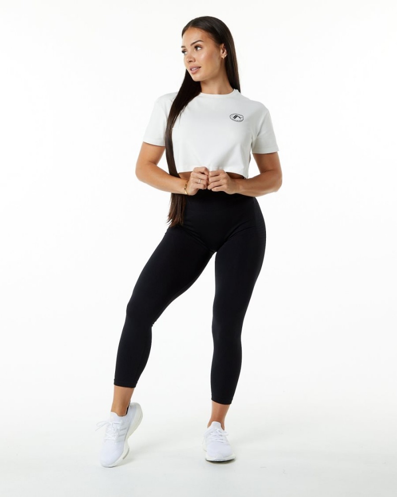 Alphalete Dynasty Crop Skjorte Dame Hvite | UNOSEM-742