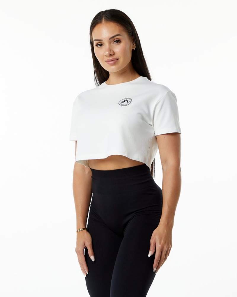 Alphalete Dynasty Crop Skjorte Dame Hvite | UNOSEM-742