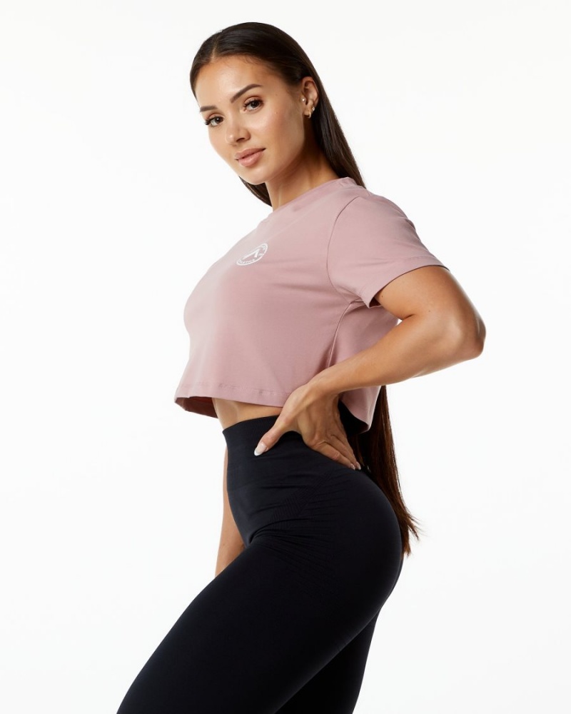 Alphalete Dynasty Crop Skjorte Dame Mauve | YKUBVH-140