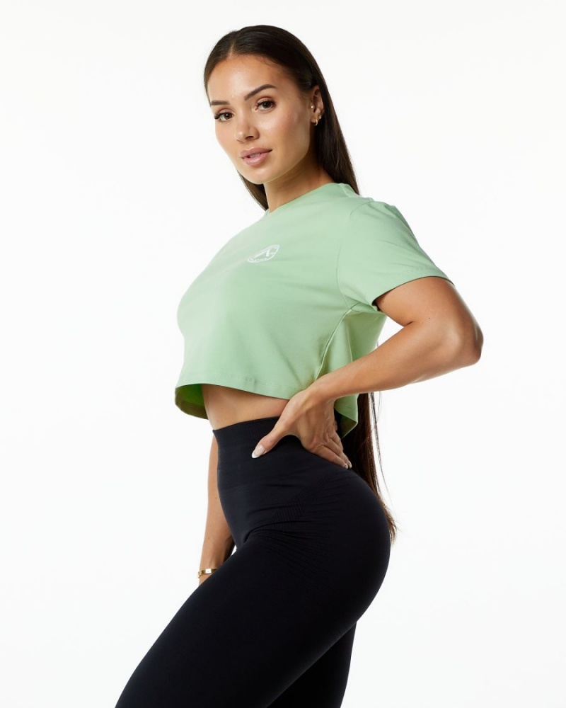 Alphalete Dynasty Crop Skjorte Dame Pistachio | XBEIYA-021