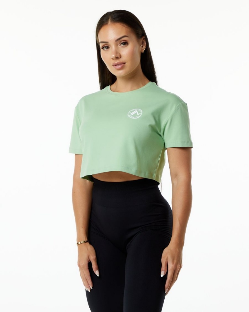 Alphalete Dynasty Crop Skjorte Dame Pistachio | XBEIYA-021