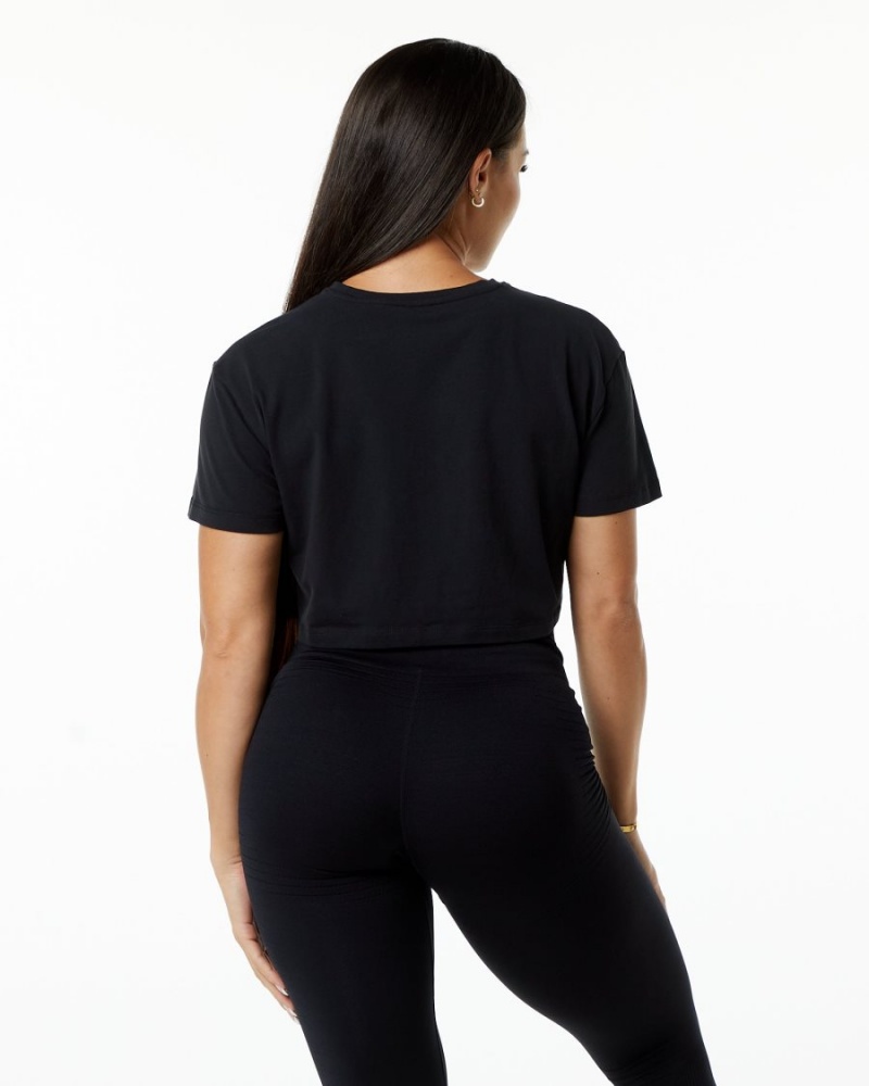 Alphalete Dynasty Crop Skjorte Dame Svarte | FYQNKZ-376