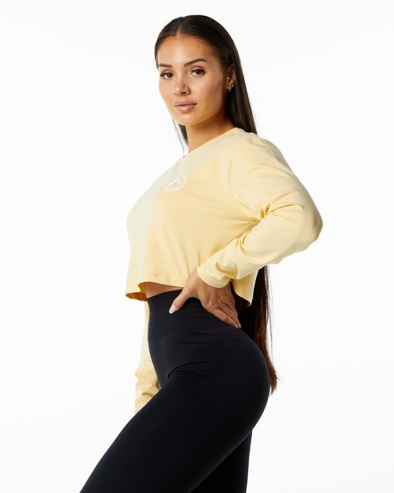 Alphalete Dynasty LS Crop Langermet Dame Daffodil | SQAZBH-261