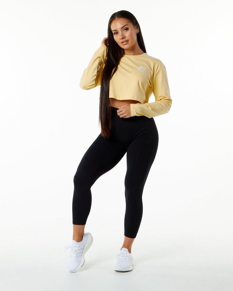 Alphalete Dynasty LS Crop Langermet Dame Daffodil | SQAZBH-261