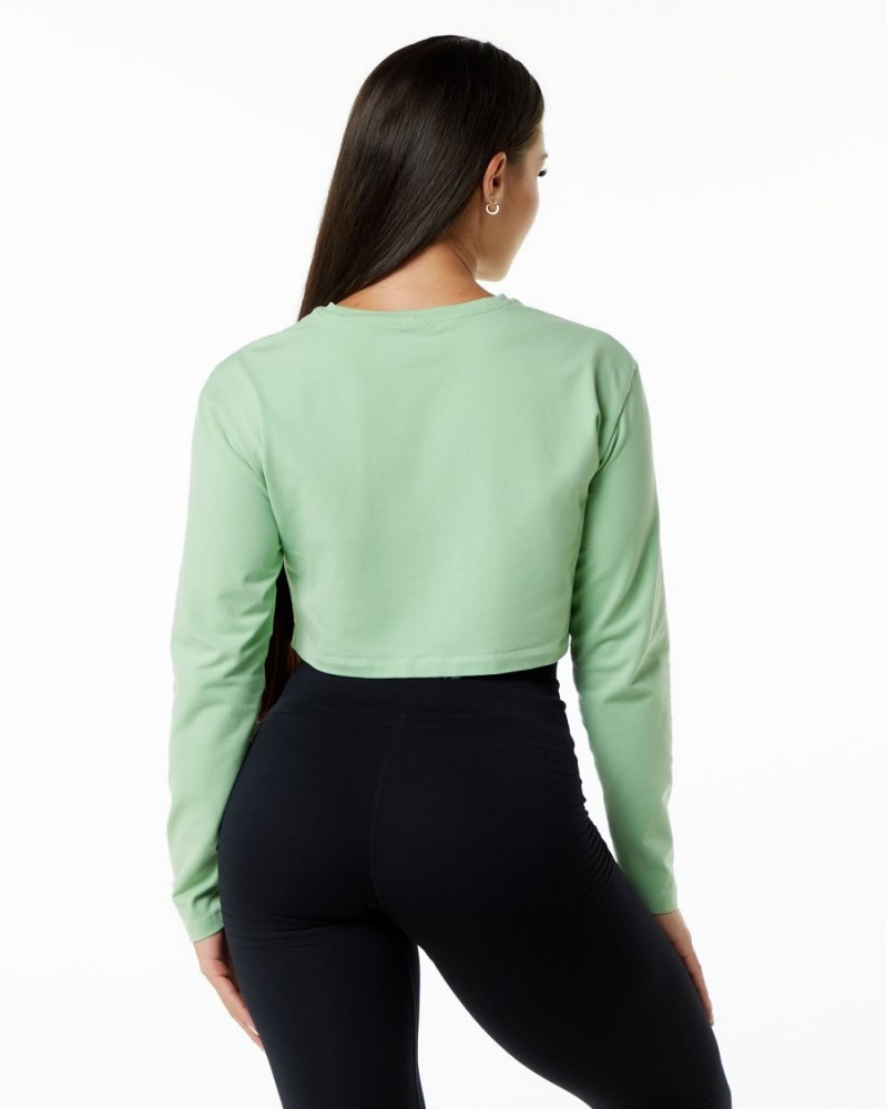 Alphalete Dynasty LS Crop Langermet Dame Pistachio | MXGVID-286