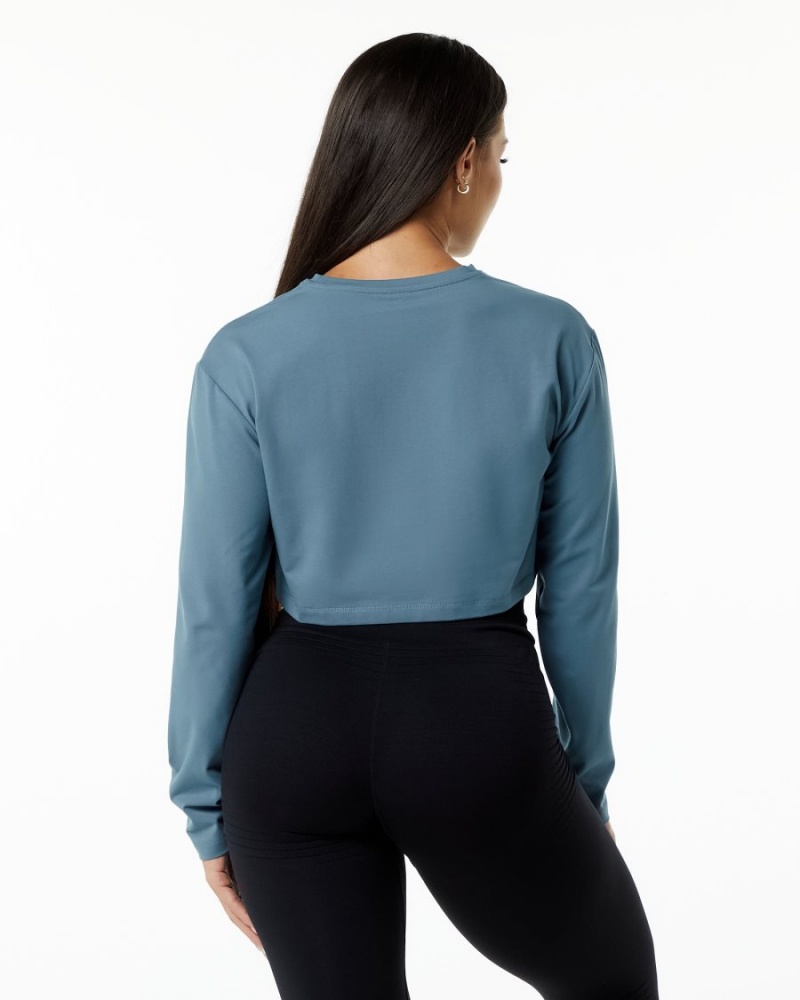 Alphalete Dynasty LS Crop Langermet Dame Blå | GHBIRJ-361