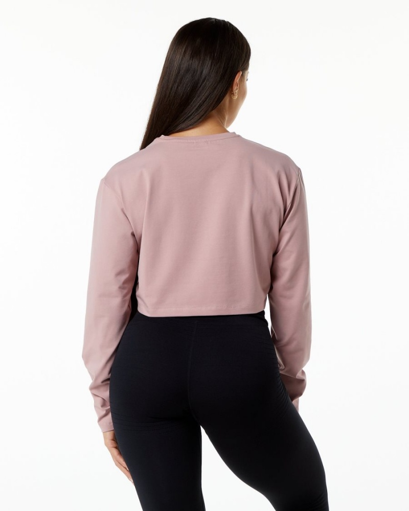 Alphalete Dynasty LS Crop Langermet Dame Mauve | UQBDJZ-396