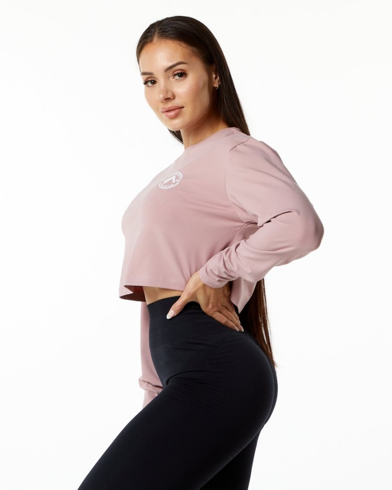 Alphalete Dynasty LS Crop Langermet Dame Mauve | UQBDJZ-396