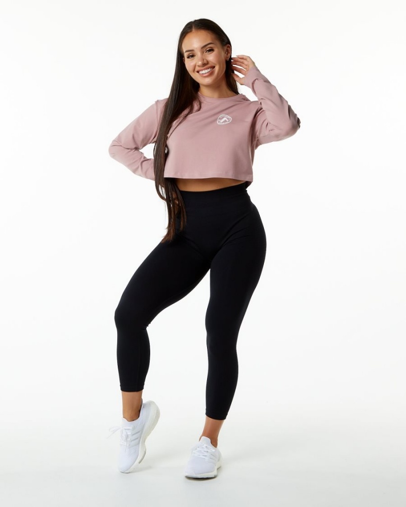 Alphalete Dynasty LS Crop Langermet Dame Mauve | UQBDJZ-396