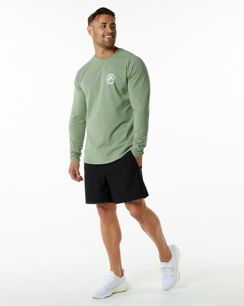 Alphalete Dynasty LS Tee Skjorte Herre Sage | MHEVOT-509