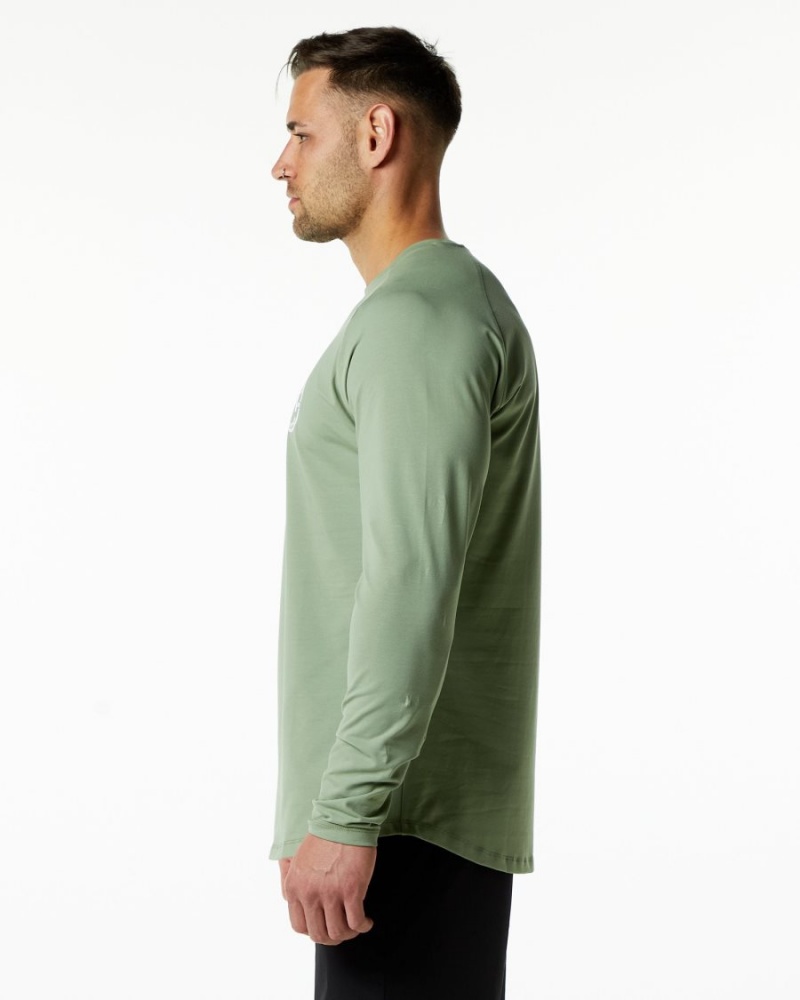 Alphalete Dynasty LS Tee Skjorte Herre Sage | MHEVOT-509