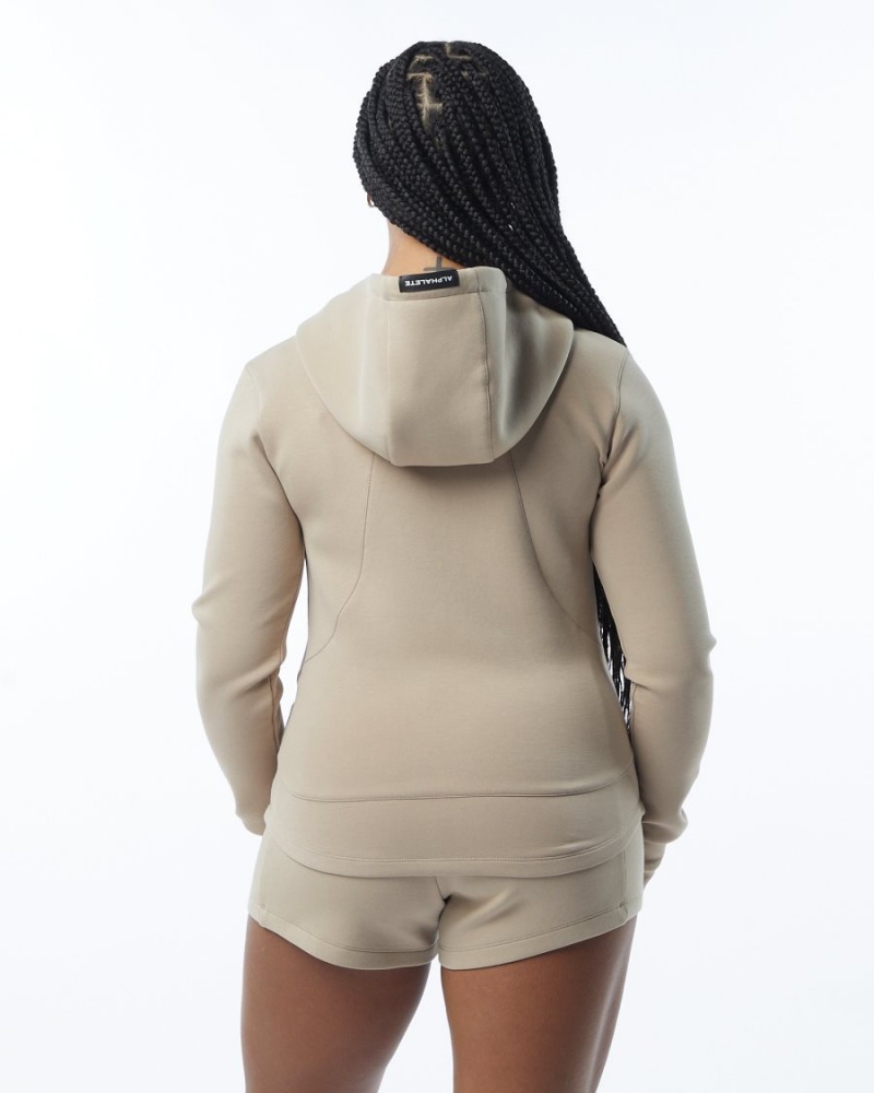 Alphalete ELMTS Atletiske Jacket Jakker Dame Tan | UAIKQL-562