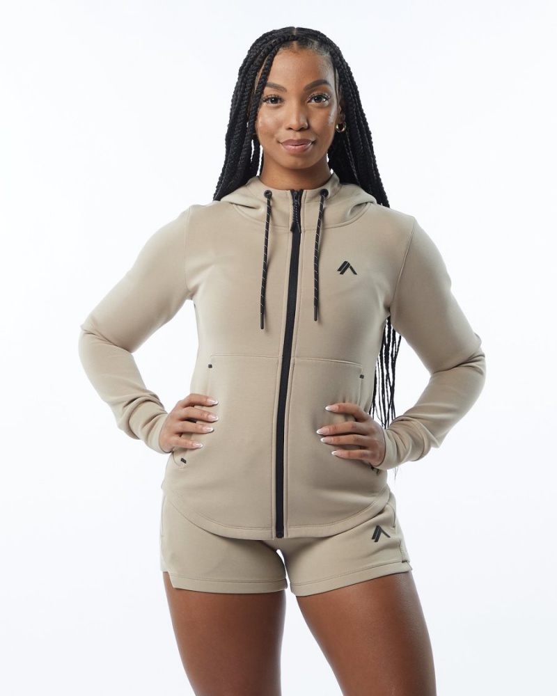 Alphalete ELMTS Atletiske Jacket Jakker Dame Tan | UAIKQL-562