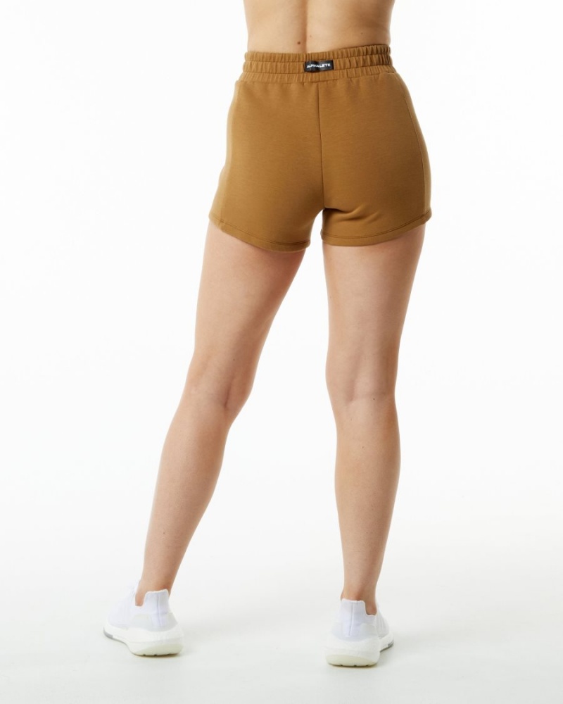 Alphalete ELMTS Atletiske Kort 3.5" Shorts Dame Almond | JNUIHX-907