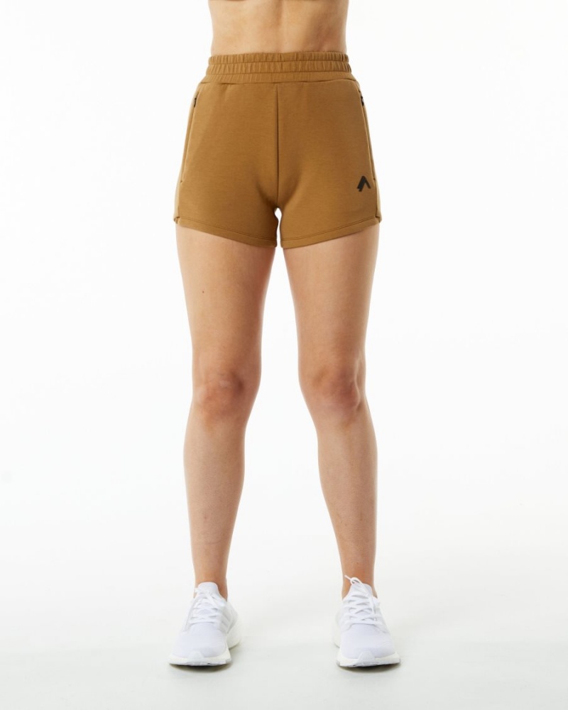 Alphalete ELMTS Atletiske Kort 3.5" Shorts Dame Almond | JNUIHX-907