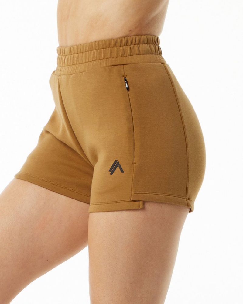 Alphalete ELMTS Atletiske Kort 3.5" Shorts Dame Almond | JNUIHX-907