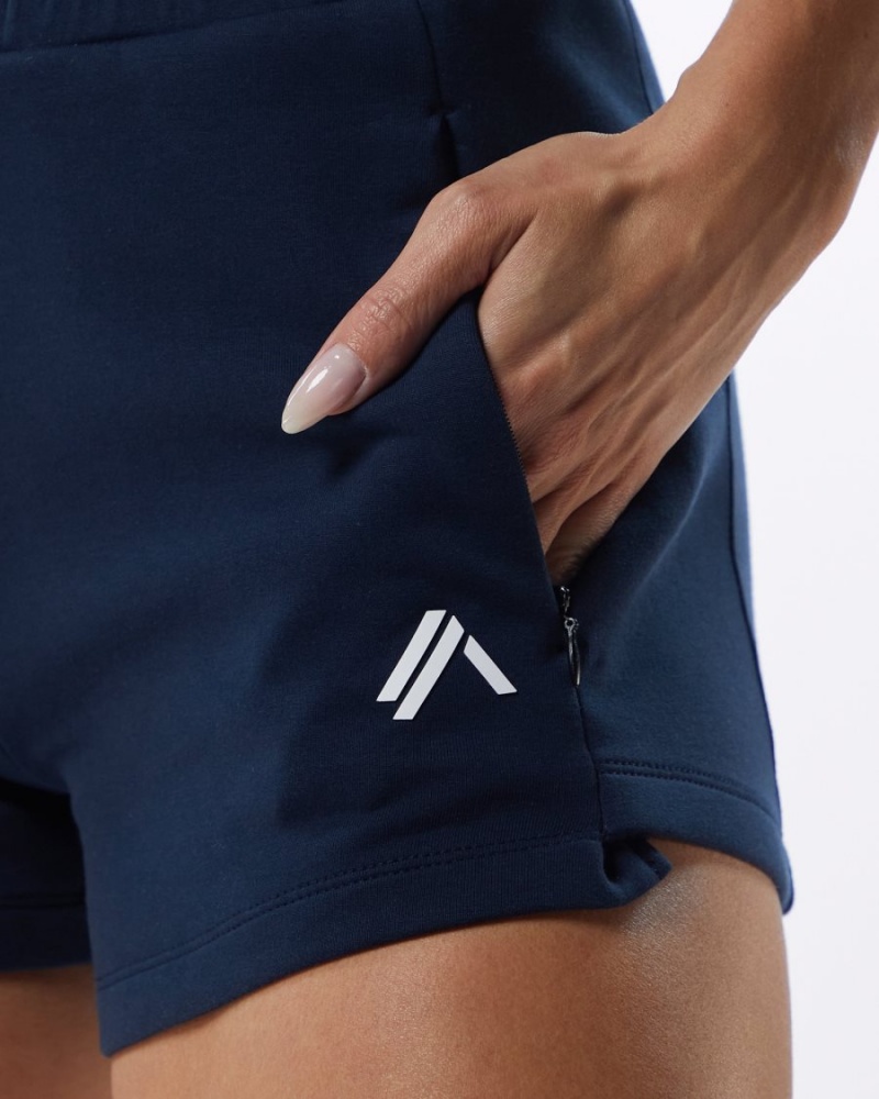 Alphalete ELMTS Atletiske Kort 3.5" Shorts Dame Marineblå | YRZBUP-749