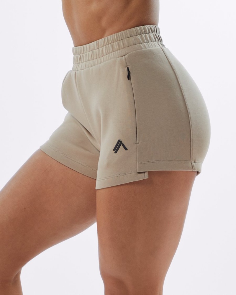 Alphalete ELMTS Atletiske Kort 3.5" Shorts Dame Tan | UNWKFX-816