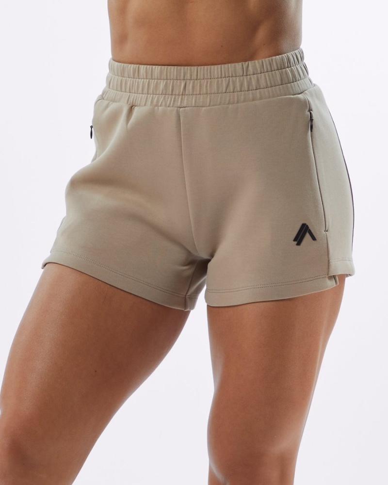 Alphalete ELMTS Atletiske Kort 3.5" Shorts Dame Tan | UNWKFX-816