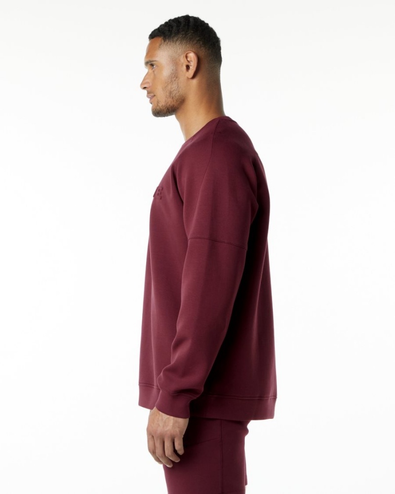 Alphalete ELMTS Crewneck Genser Jakker Herre Burgunder | ZSUXBD-423