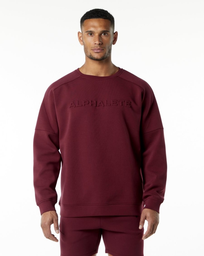 Alphalete ELMTS Crewneck Genser Jakker Herre Burgunder | ZSUXBD-423