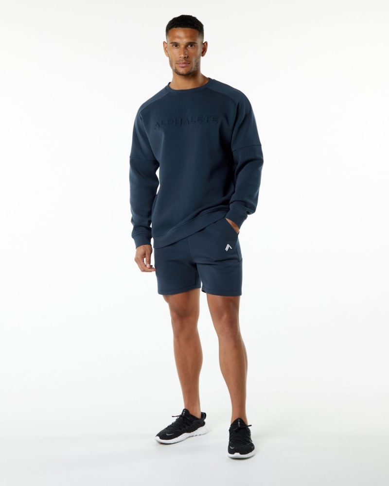 Alphalete ELMTS Crewneck Genser Jakker Herre Marineblå | NUESXW-310