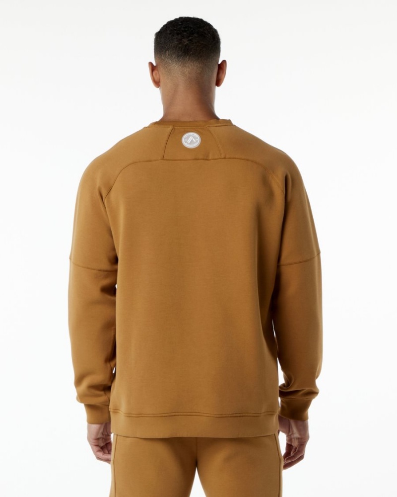 Alphalete ELMTS Crewneck Genser Jakker Herre Almond | NYERIL-762