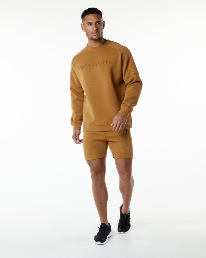 Alphalete ELMTS Crewneck Genser Jakker Herre Almond | NYERIL-762