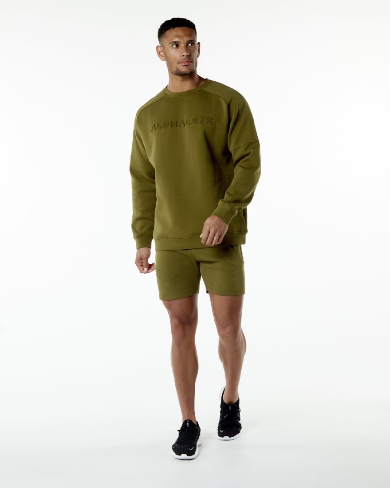 Alphalete ELMTS Crewneck Genser Jakker Herre Moss | GSEOMY-372