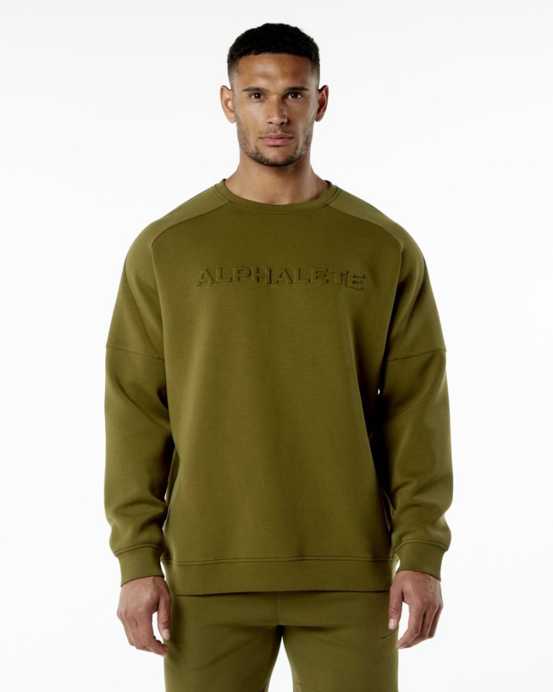 Alphalete ELMTS Crewneck Genser Jakker Herre Moss | GSEOMY-372