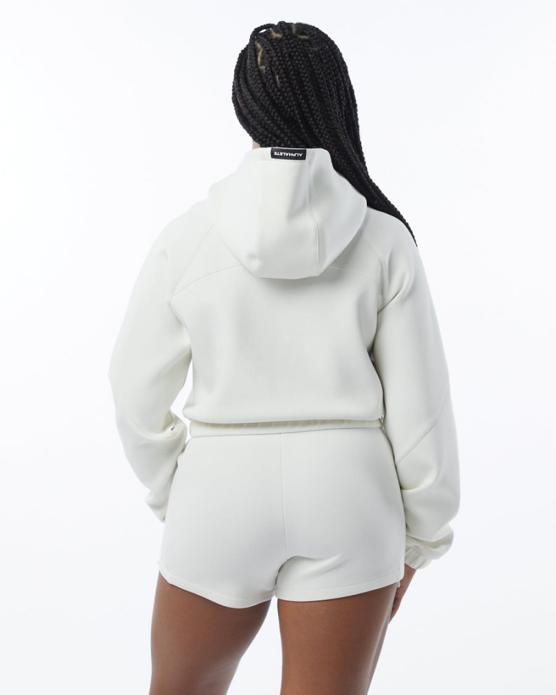 Alphalete ELMTS Full-Zip Crop Jacket Jakker Dame Pisket Krem | QKIFRV-149