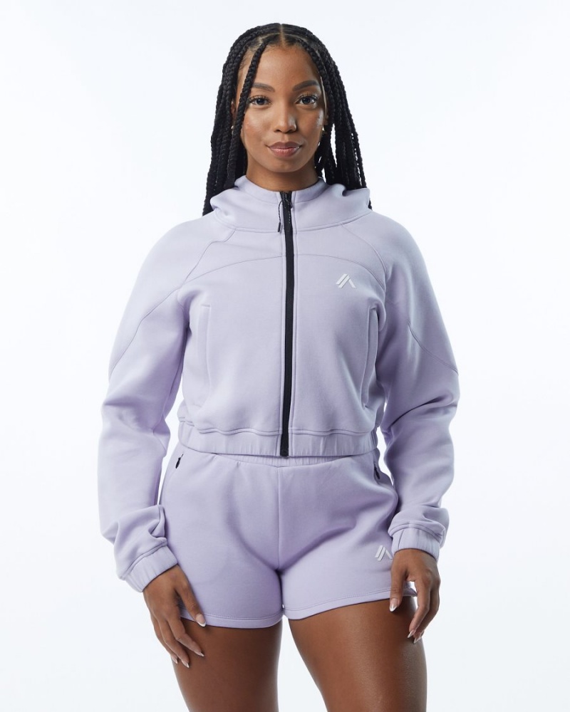 Alphalete ELMTS Full-Zip Crop Jacket Jakker Dame Lilac | SNOEYR-605