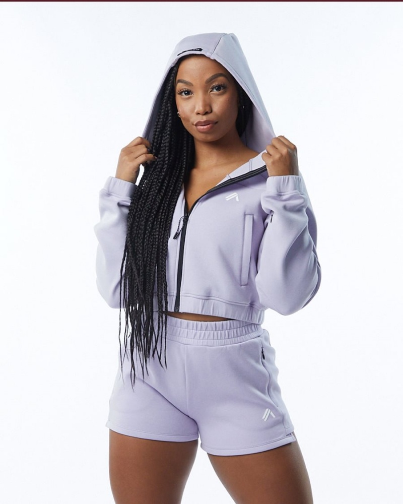 Alphalete ELMTS Full-Zip Crop Jacket Jakker Dame Lilac | SNOEYR-605