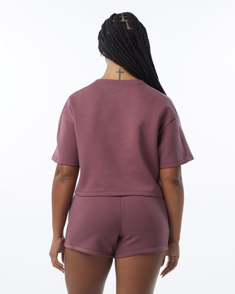 Alphalete ELMTS Half Sleeve Pullover Jakker Dame Mauve | UOQGYF-752