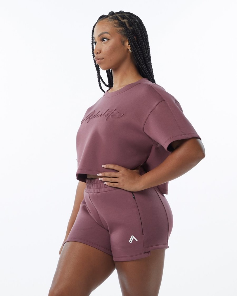 Alphalete ELMTS Half Sleeve Pullover Jakker Dame Mauve | UOQGYF-752