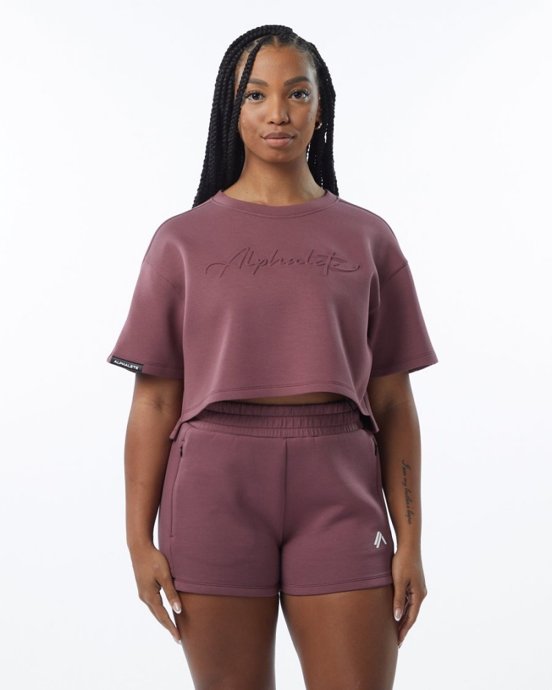 Alphalete ELMTS Half Sleeve Pullover Jakker Dame Mauve | UOQGYF-752