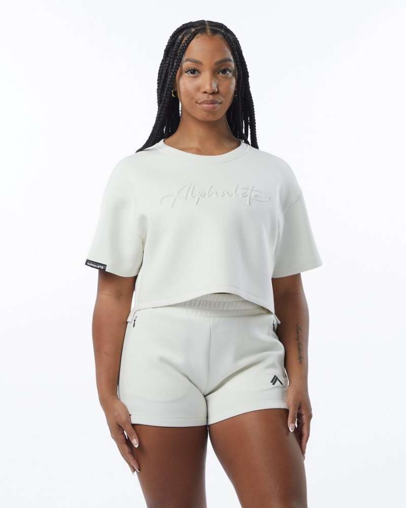 Alphalete ELMTS Half Sleeve Pullover Jakker Dame Pisket Krem | TOGHYB-915