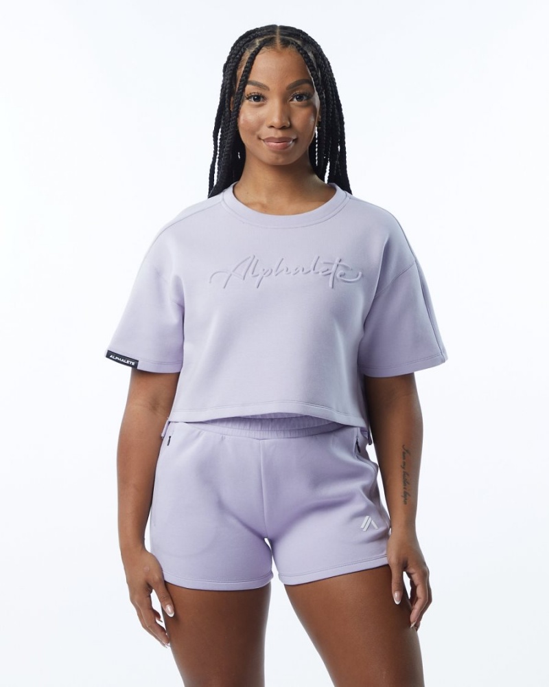 Alphalete ELMTS Half Sleeve Pullover Jakker Dame Lilac | ENHYJC-810