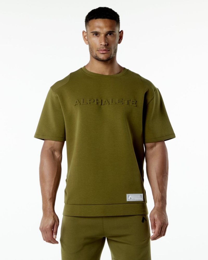 Alphalete ELMTS Half Sleeve Pullover Jakker Herre Moss | KJDRBV-593