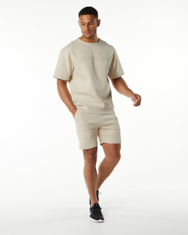 Alphalete ELMTS Half Sleeve Pullover Jakker Herre Vanilla | AQKWZD-574