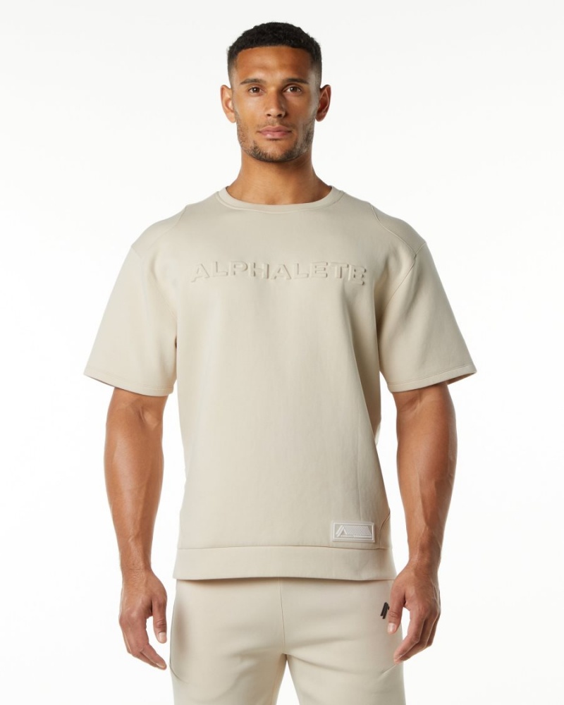 Alphalete ELMTS Half Sleeve Pullover Jakker Herre Vanilla | AQKWZD-574