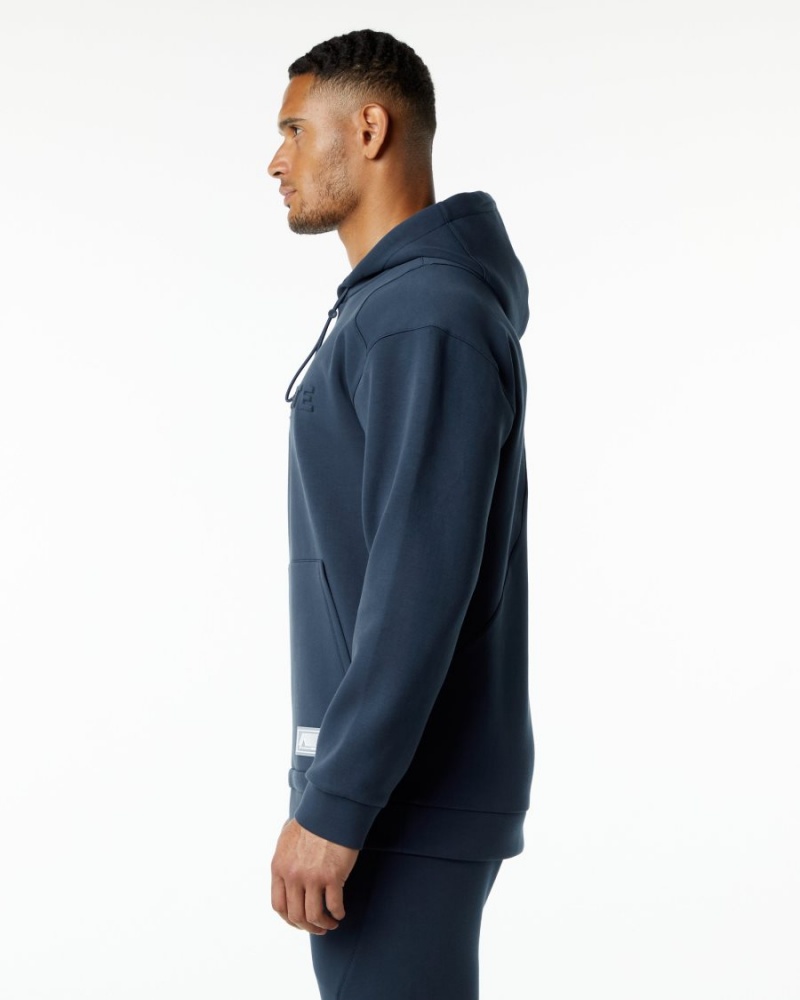 Alphalete ELMTS Hoodie Hettegenser Herre Marineblå | LUSGOK-256