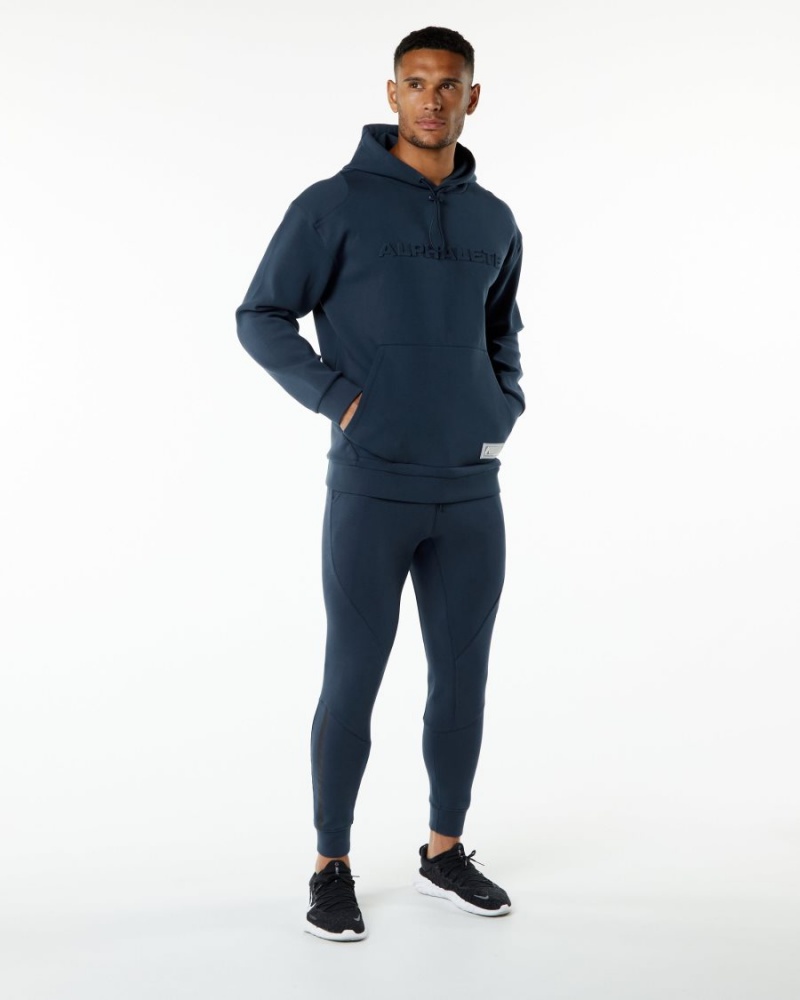 Alphalete ELMTS Hoodie Hettegenser Herre Marineblå | LUSGOK-256