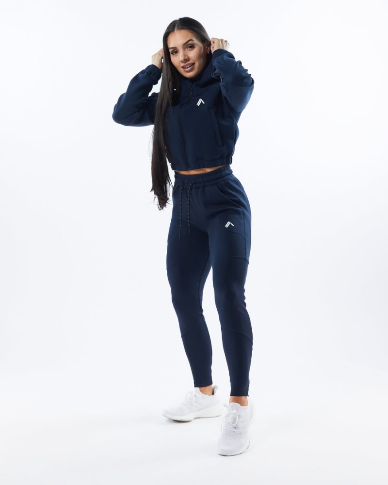 Alphalete ELMTS Zip Jogger Joggebukser Dame Marineblå | VGXYZA-783