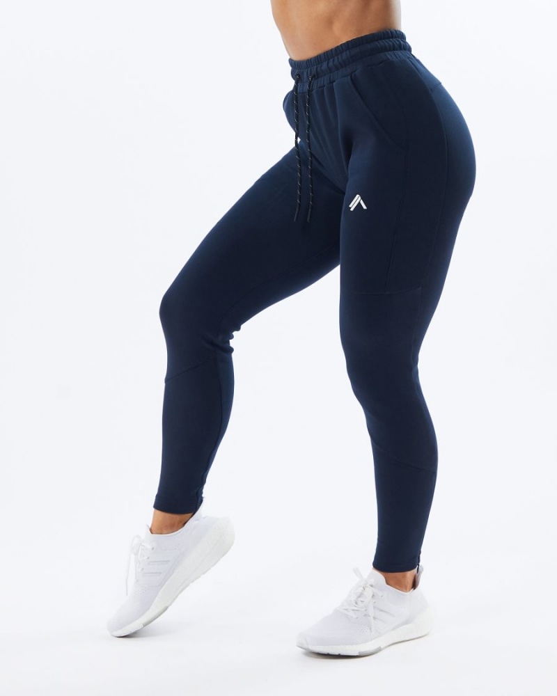 Alphalete ELMTS Zip Jogger Joggebukser Dame Marineblå | VGXYZA-783