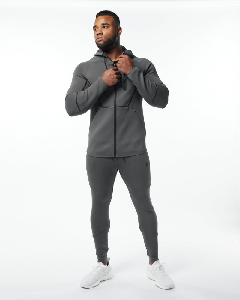 Alphalete ELMTS Zip Jogger Joggebukser Herre Charcoal | MSHGKU-259