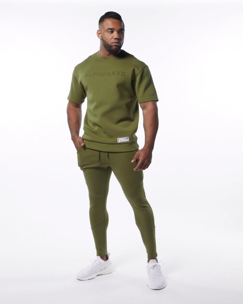 Alphalete ELMTS Zip Jogger Joggebukser Herre Olivengrønne | NRXKDQ-674