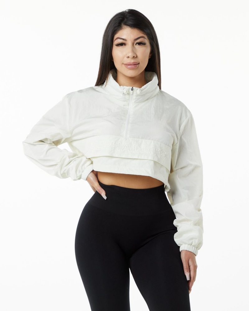 Alphalete Endure Crop Jacket Jakker Dame Sage | FMUBHP-495